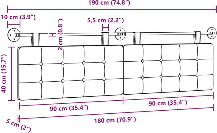 Produktbild vidaXL Schlafzimmer-Kopfteil (190 x 5 x 5 cm)