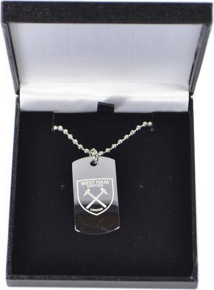Produktbild West Ham United FC Eingeprägte Wappen Erkennungsmarke und Kette Edelstahl (100% synthetisches Material)