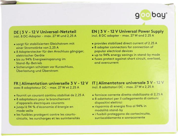 Produktbild Goobay 3 V - 12 V Universal-Netzteil