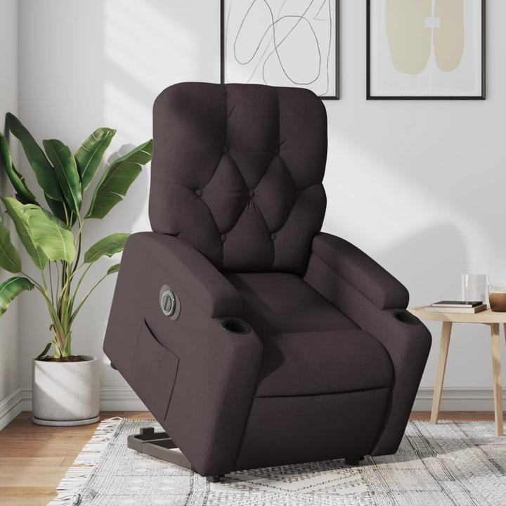Actual product image vidaXL Massage armchair with stand-up aid electric TV armchair dark brown fabric