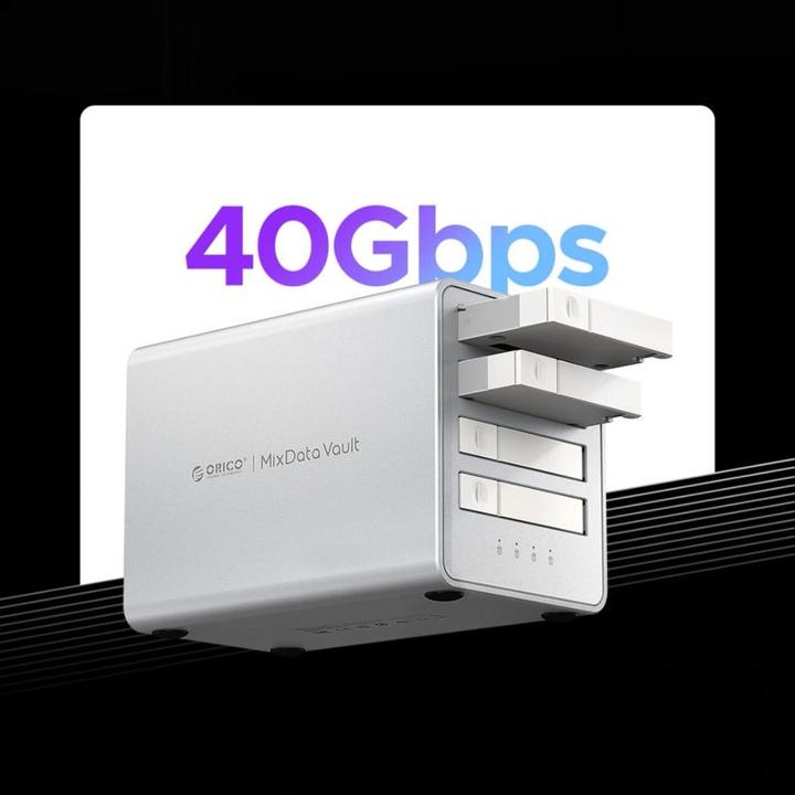 Produktbild Orico 8848U4 DAS Series 4-Bay M.2 NVMe SSD-Festplattenarray – Weiss (USB-C)