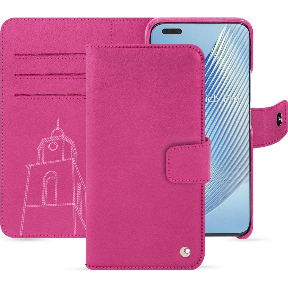 Noreve Lederschutzhülle Honor Magic5 Pro (Honor Magic5 Pro), Smartphone Hülle, Rosa