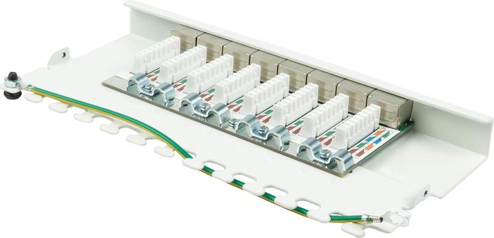 Actual product image Good Connections Patch panel desktop Cat. 6A, 8-port, 0.5 U, STP shielded, tool-free opening, pure white (RAL9010)