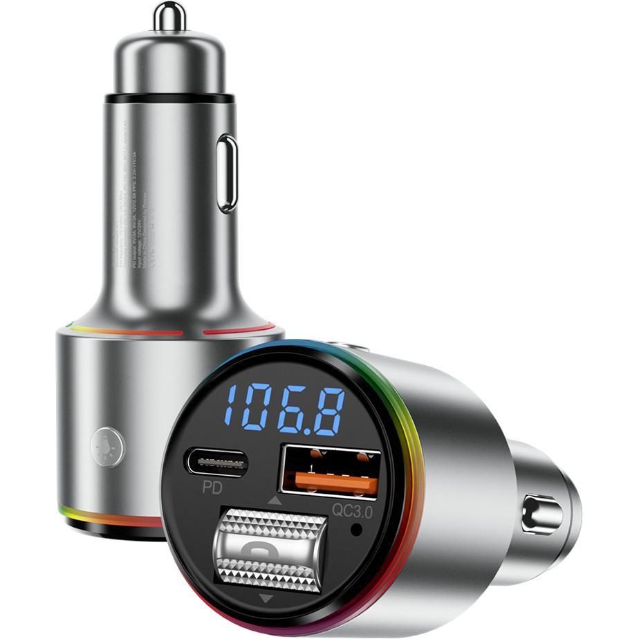 Proove Trasmettitore FM Bluetooth e caricatore da auto 1 x USB-A - 1 x USB-C, argento, Adattatore per auto, Argento