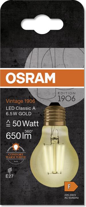 Image du produit Osram millésime 1906 (E27, 6.50 W, 725 lm, 1 x, F)