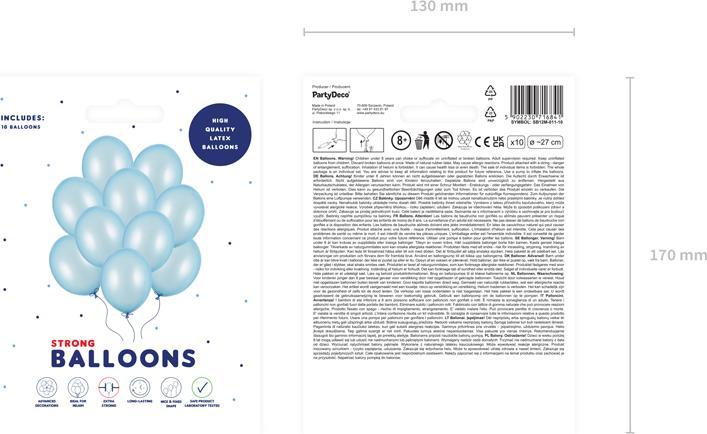 Produktbild Partydeco Strong Balloons 27cm, Metallic Baby Blue (1 pkt / 10 pc.) (10 x)