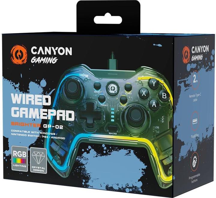 Actual product image Canyon GP-02, Wired gamepad for Windows/PS3/Android media box/android tv set/Nintendo Switch, cable (Android, PS3, Switch, Windows)