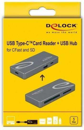 Actual product image Delock Card Reader External 91754 USB-A/C for CF and SD (USB)