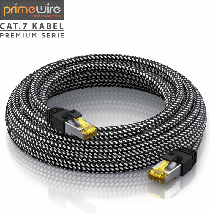 Image du produit Primewire Câble réseau CAT.7 gaine coton, câble LAN Gigabit Ethernet CAT 7, câble patch 10000 Mbit/s (S/FTP, CAT7, 30 m)