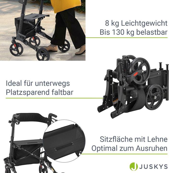 Produktbild Juskys Rollator Vital mit Sitzfläche & Einkaufstasche