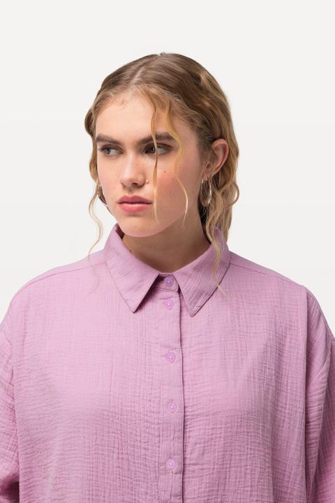 Produktbild Ulla Popken Musselin-Hemdbluse, Oversized, Hemdkragen, Langarm (46, 48)