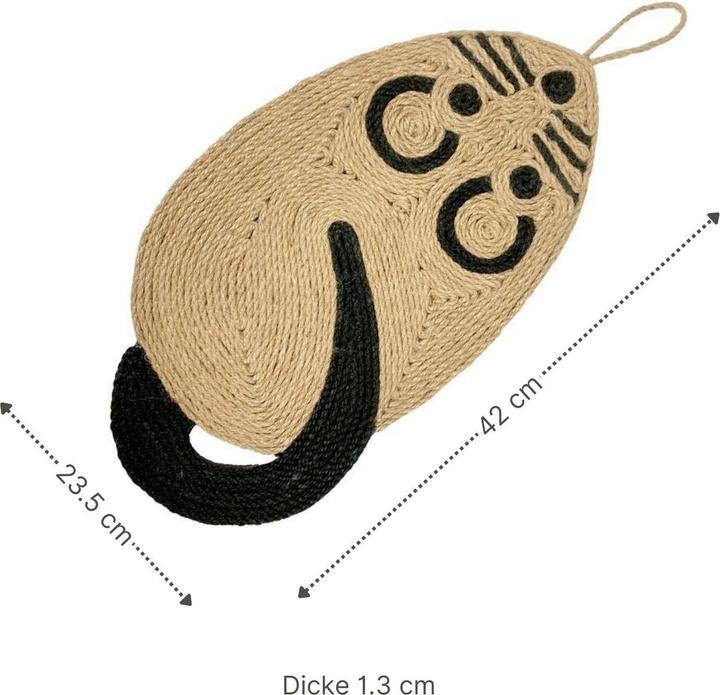 Actual product image Hermex Mouse-shaped cat scratching mat Scratching toy Scratching rug Scratching surface (Black, Brown)