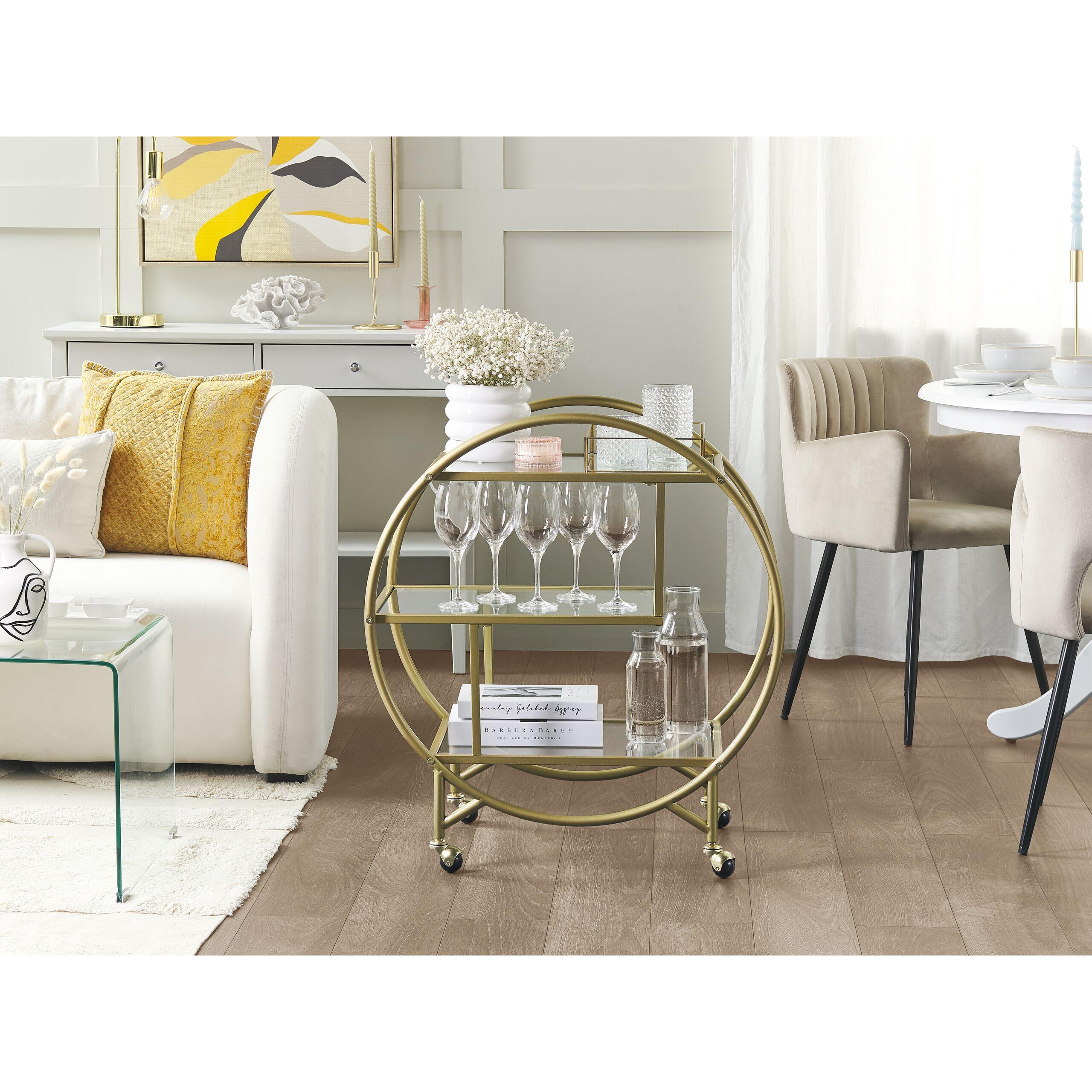 Thumbnail - Beliani, Servierwagen, Servierwagen Metall / Glas gold 3 Etagen COLTON