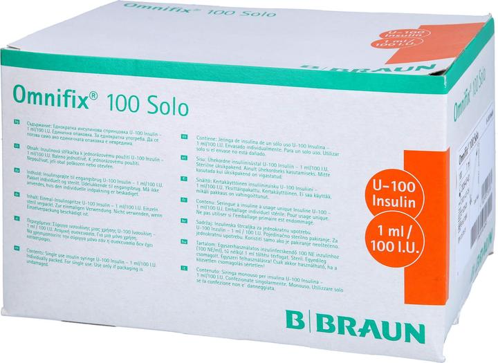 Image du produit B.Braun 100 Insulin 1 ml solo L (Seringue d'insuline)