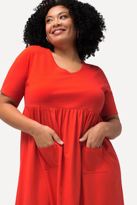 Produktbild Ulla Popken Jerseykleid, Empirenaht, A-Linie, V-Ausschnitt, Halbarm (50, 52)