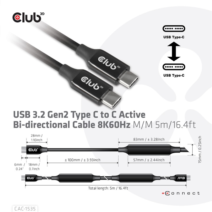 Produktbild Club 3D C – C (5 m, USB 3.2 Gen 2)