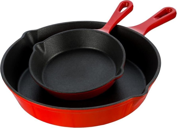 Productafbeelding geëmailleerde gietijzeren pan, 25 cm, rood (25 cm, Koekenpan, Gietijzer)
