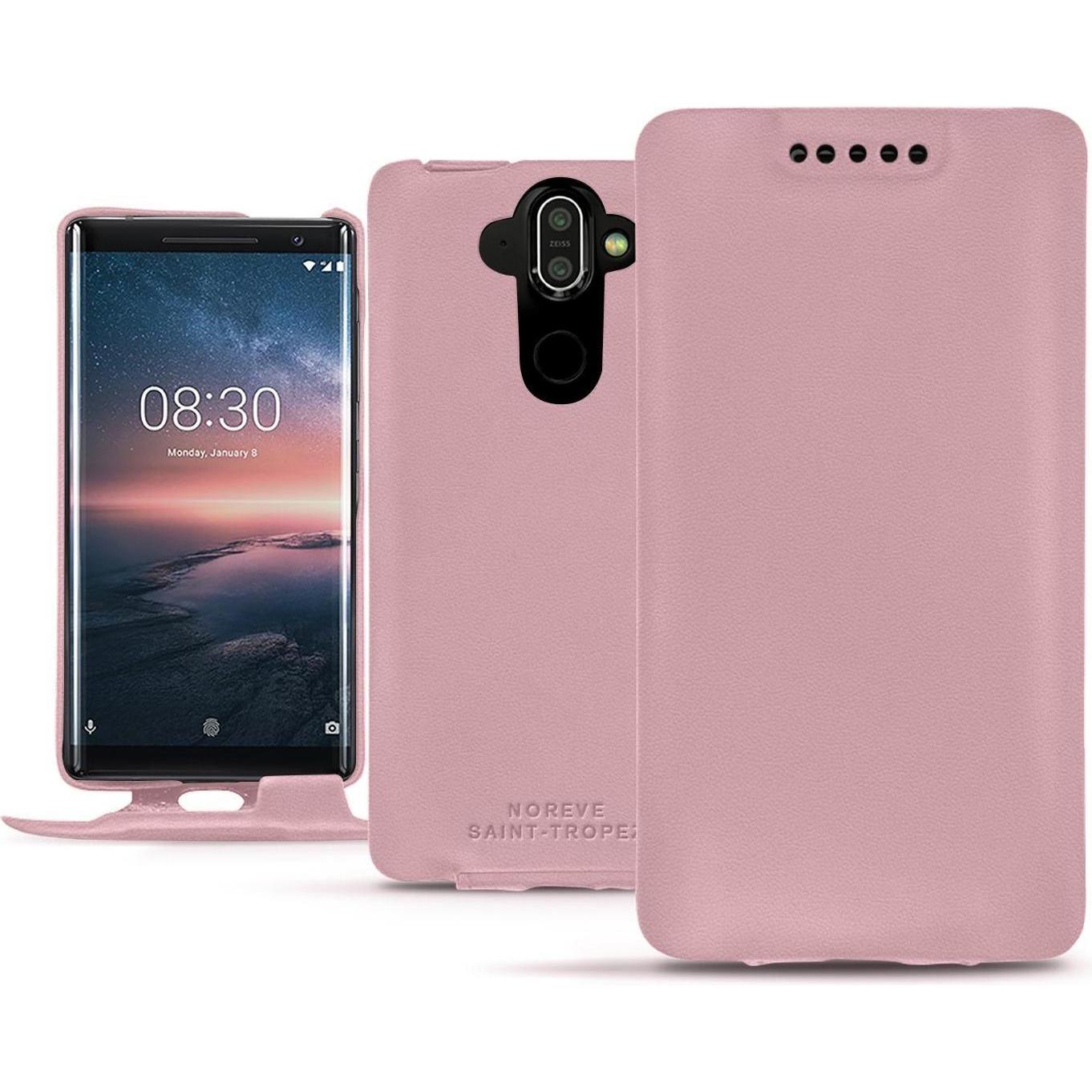 Noreve Lederschutzhülle vertikal (Nokia 8 Sirocco), Smartphone Hülle, Rosa