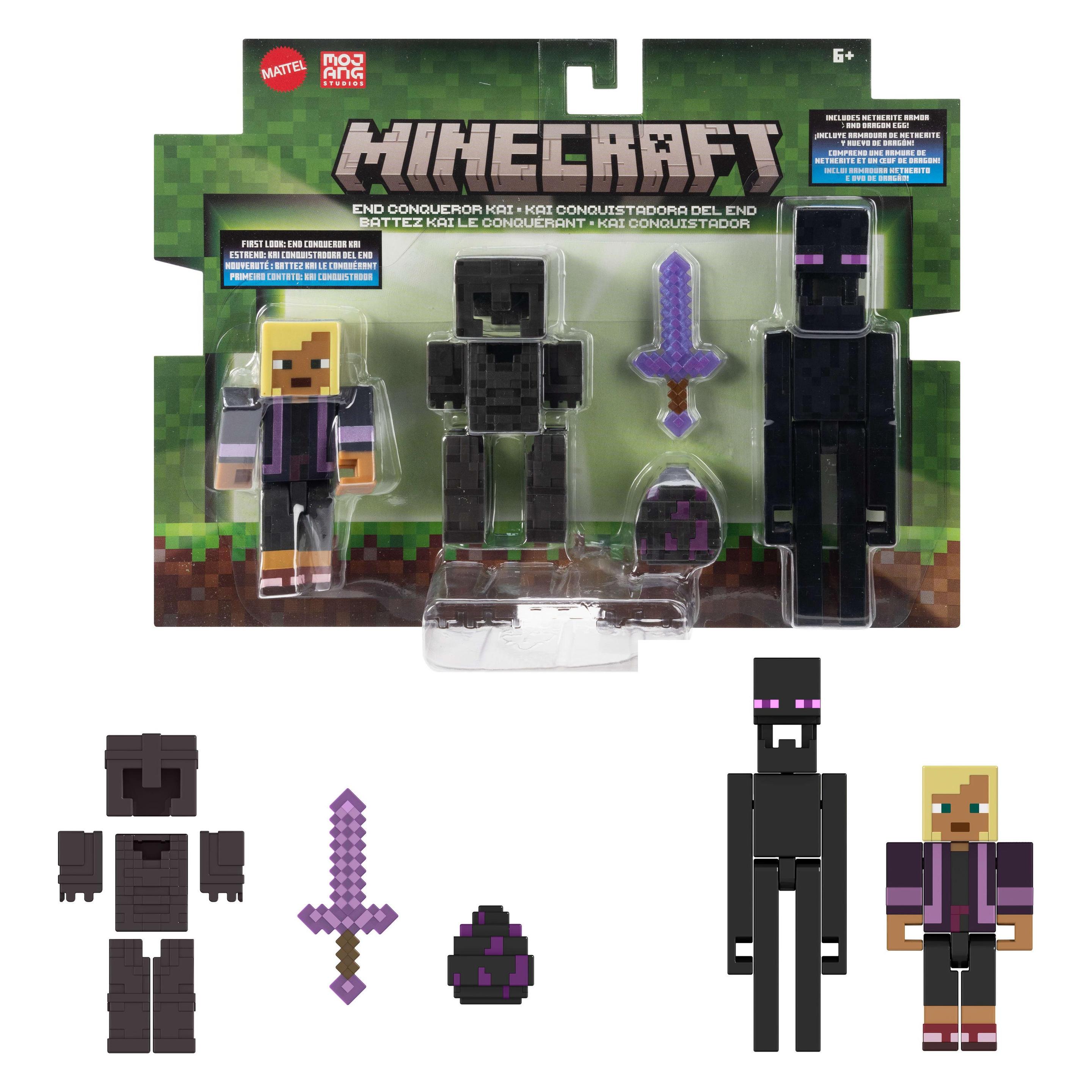 Minecraft Action Figure 2-Pack: Enderman In Scala 8,3 Cm Con Accessori - Set Giocattolo Da Collezione Per Bambini (Mattel) - 3