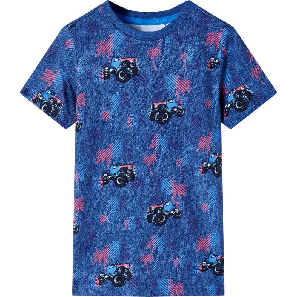 VidaXL, Jungen, Shirt, Kinder-T-Shirt Dunkelblau Melange 140,Material: 100, Blau, (140)