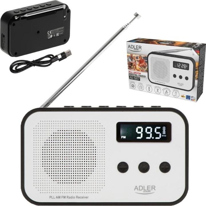 Image du produit Adler Interactive solution | Digital radio PLL AM/FM | AD 1907 | Alarm function | White/Black (AM, FM, KW, PLL)