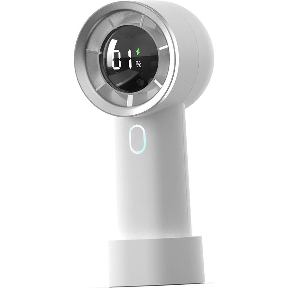 Techsuit - Handheld Fan (HX130) - Digital Display, Ultra Silent, 1200mAh - White, Ventilatore, Bianco