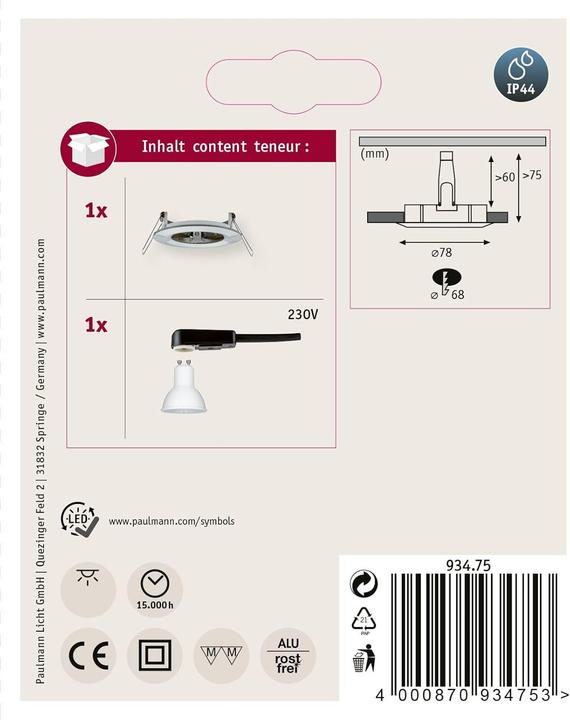 Produktbild Paulmann Einbauleuchte Nova Set (460 lm, GU10)