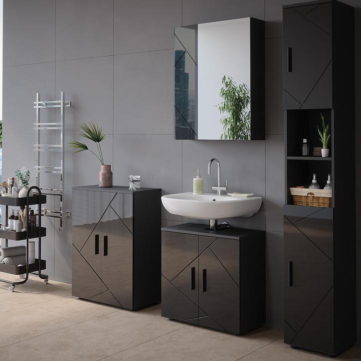 Produktbild Vicco Badspiegelschrank Irma, Anthrazit/Anthrazit Hochglanz/Anthrazit Hochglanz, 60 x 75 cm