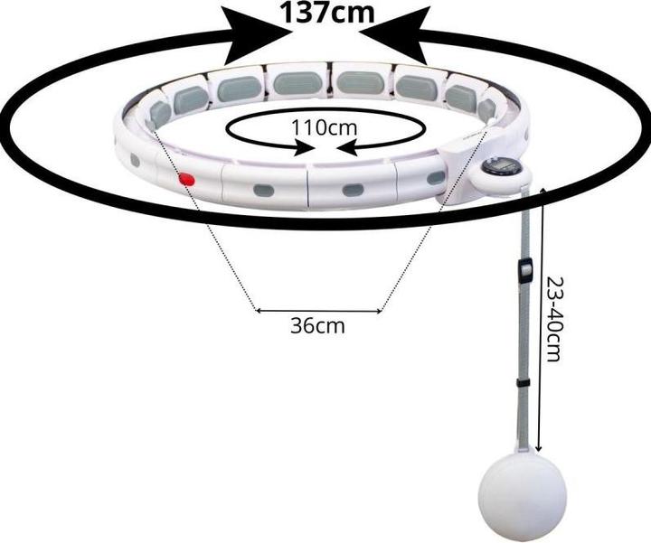 Image du produit Enero Fit Hula Hop Z Masażerem Obciążeniem I Licznikiem Biało Szary (110 cm)