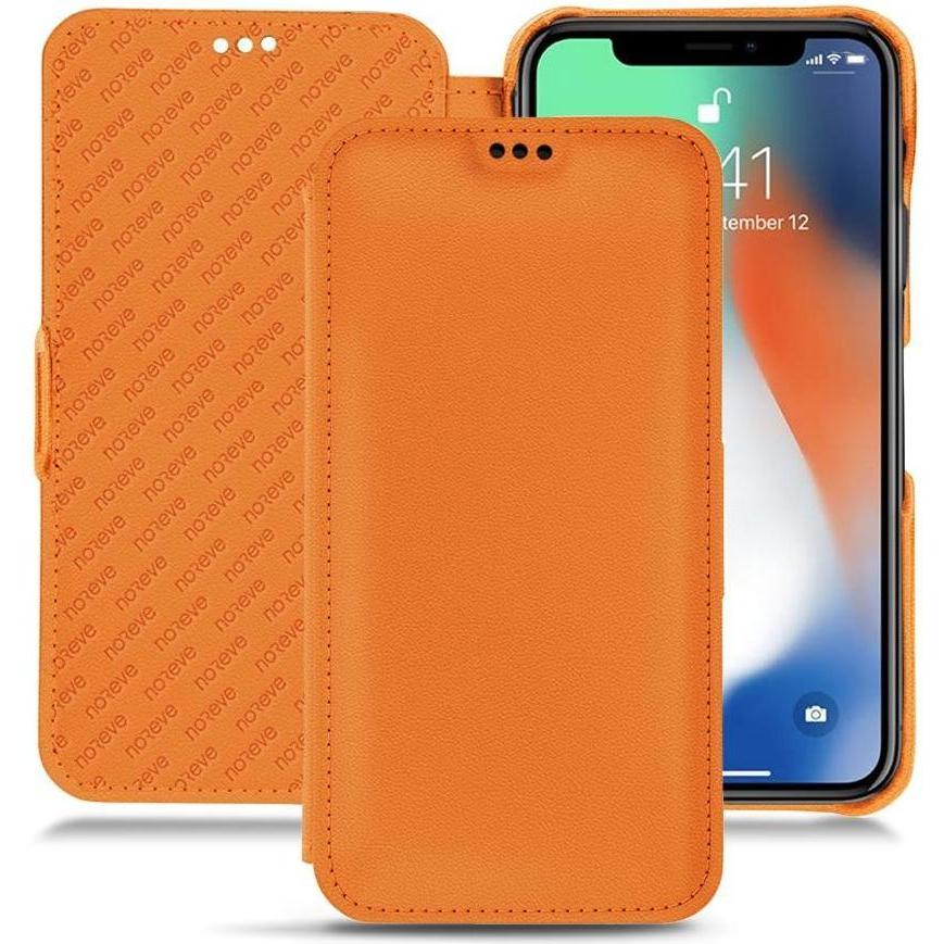 Noreve Lederschutzhülle horizontal (Apple iPhone XS Max), Smartphone Hülle, Orange