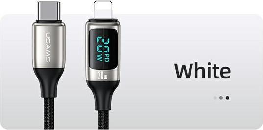 Immagine prodotto Usams Cavo pleciony U78 USB-C na Lightning LED 1,2m 20W PD Fast Charge biały/bianco SJ545USB02 (US-S (1.20 m, USB 3.2 Gen 1, 20 W)