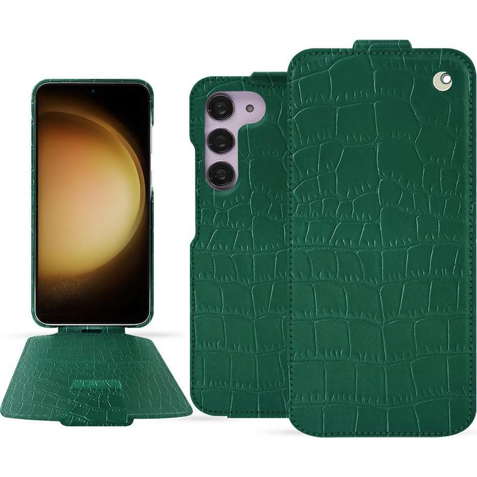 Noreve Lederschutzhülle vertikal (Samsung Galaxy S23+), Smartphone Hülle, Grün