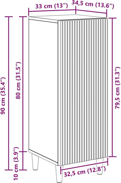 Image du produit vidaXL Sideboard-Aufbewahrung (34.50 x 33 x 90 cm)
