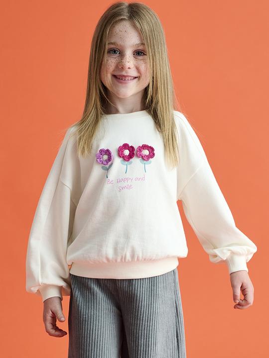 Actual product image Vertbaudet Mädchen Sweatshirt mit Recycling-Polyester, Blumen oder Sterne (86)
