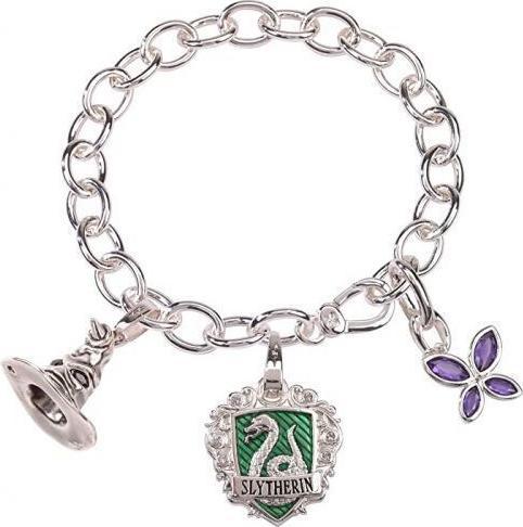 Immagine prodotto Noble Collection Bracciale Harry Potter con ciondoli placcati in argento Lumos Serpeverde (20 cm)