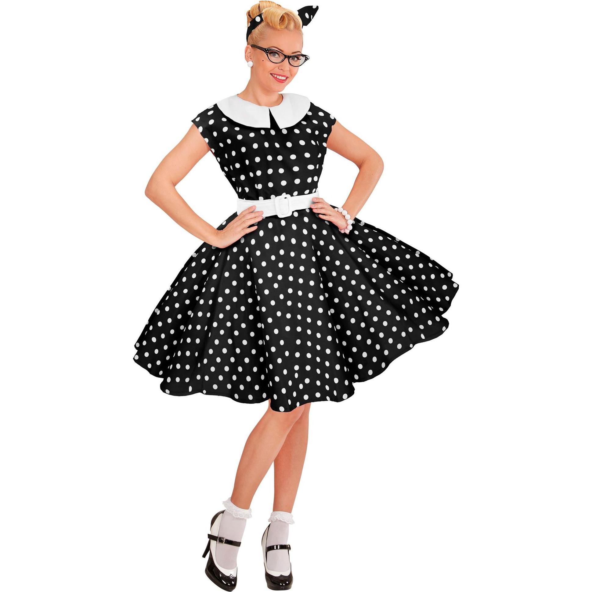 Thumbnail - Widmann 50er JAHRE ROCK'N'ROLL MODE SCHWARZ (Kleid mit Petticoat, Gürtel, Haarband), M (M)