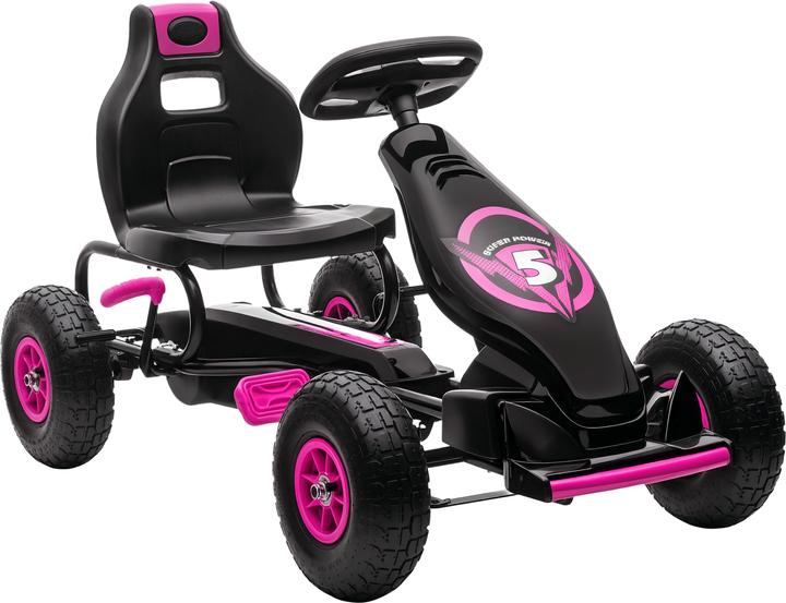 Homcom Go Kart Kunststoff, Metall Rosa+Schwarz