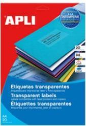 Actual product image Apli Weatherproof labels, 63.5 x 38.1 mm, transparent