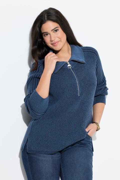 Produktbild Ulla Popken Pullover, Vintage-Look, Troyerkragen, Langarm (62)