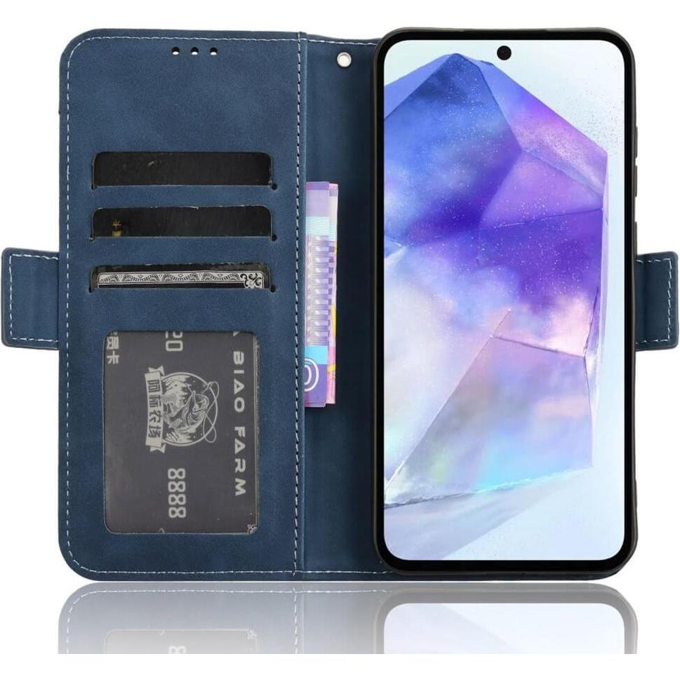 Thumbnail - Cover-Discount Galaxy A55 - Etui mit vielen Kartenfächer blau (Samsung Galaxy A55), Smartphone Hülle, Blau