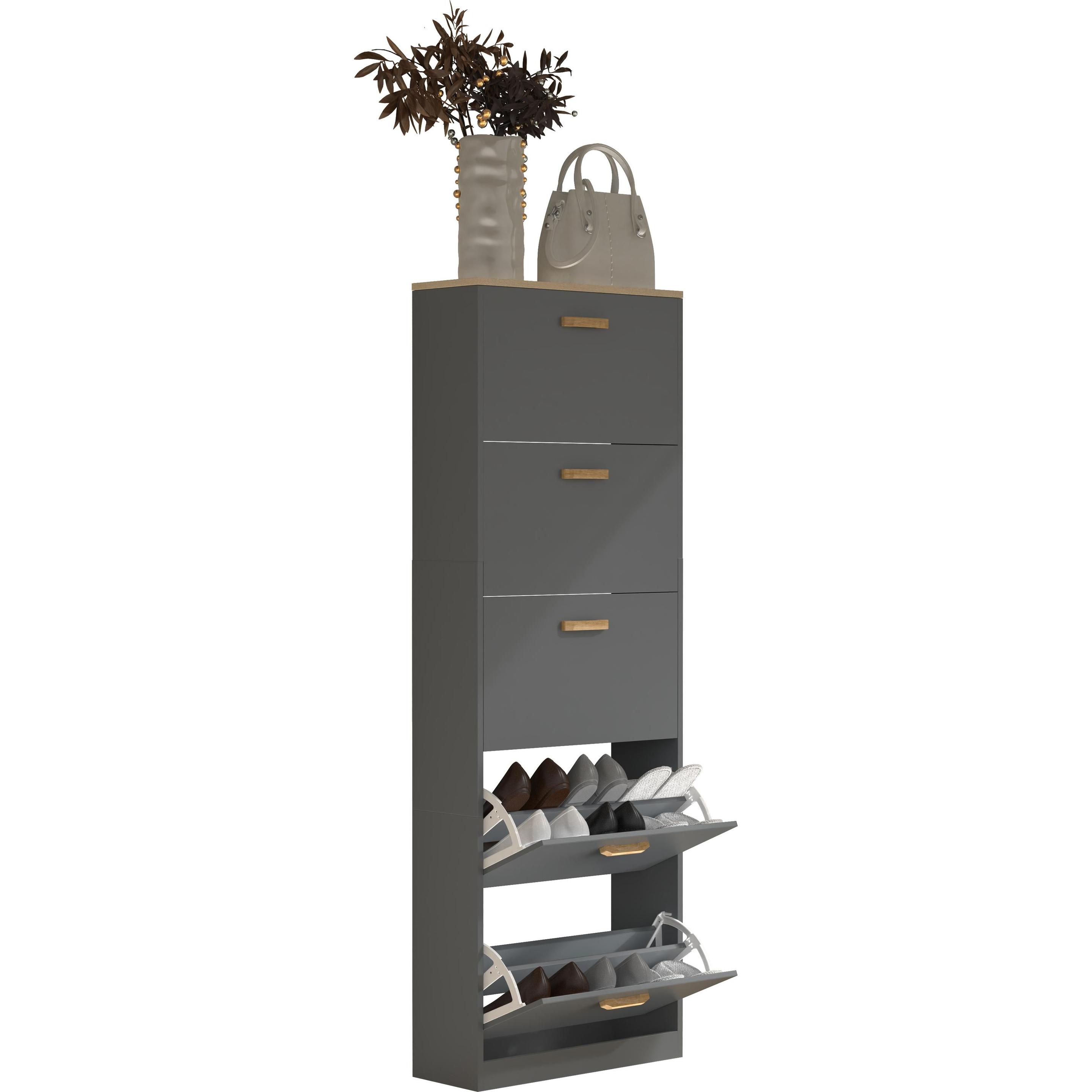VCM, Schuhschrank, Schuhschrank Schuhkipper Schrank HalomXL (170 x 59 x 22 cm)