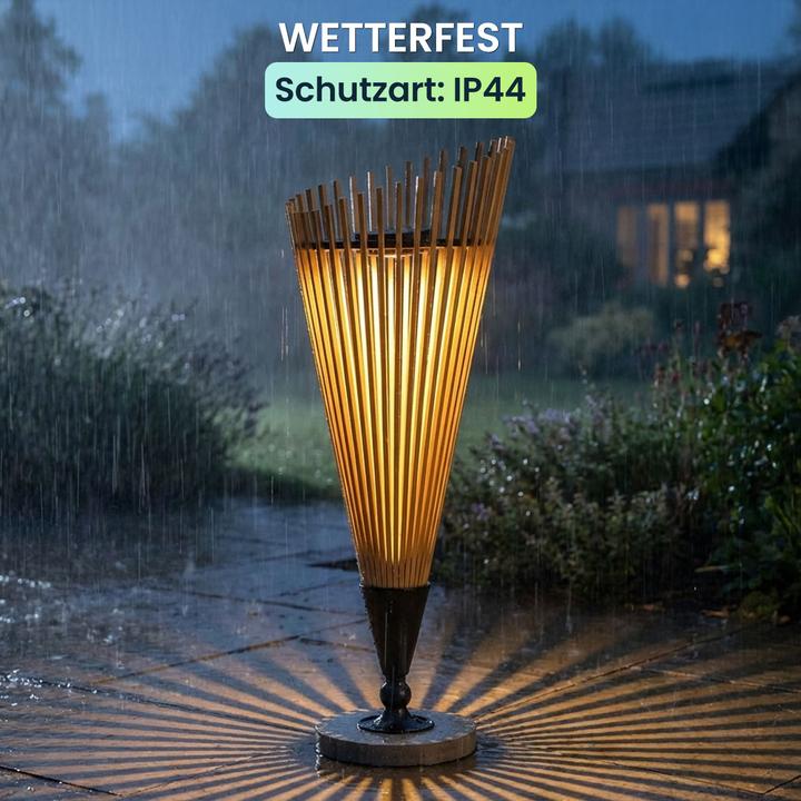 Produktbild Ideoon 4er-Set Dekorative Solar-Laterne 60cm aus Bambus: Moderne Solarleuchte für den Garten