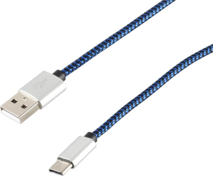 Shiverpeaks USB Ladekabel USB A-ST auf USB C-ST Nylon blau 0,3m (0.30 m, USB 2.0)