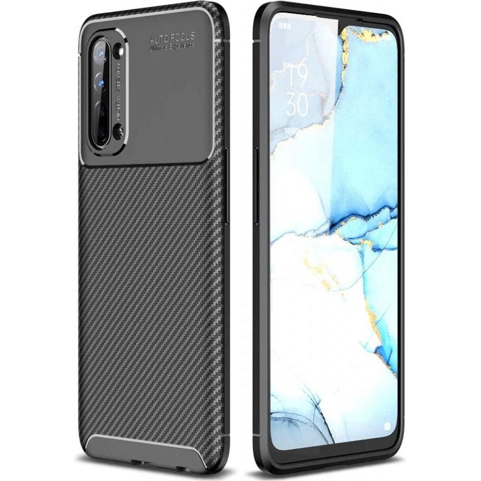 Screenguard Oppo Find X2 Lite Hülle Carbon Design TPU Case (Oppo Find X2 Lite), Smartphone Hülle, Schwarz