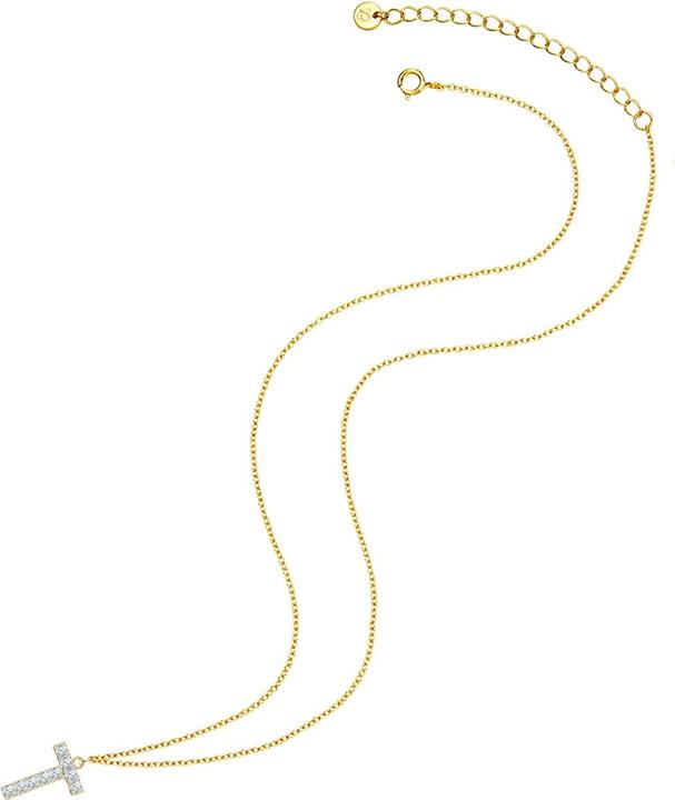 Image du produit Glanzstücke München Femme lettre T argent sterling zirconium or jaune 45,0 cm chaîne de base + 5,0 cm extension - 32140 (Argent Sterling, 40 - 45 cm)