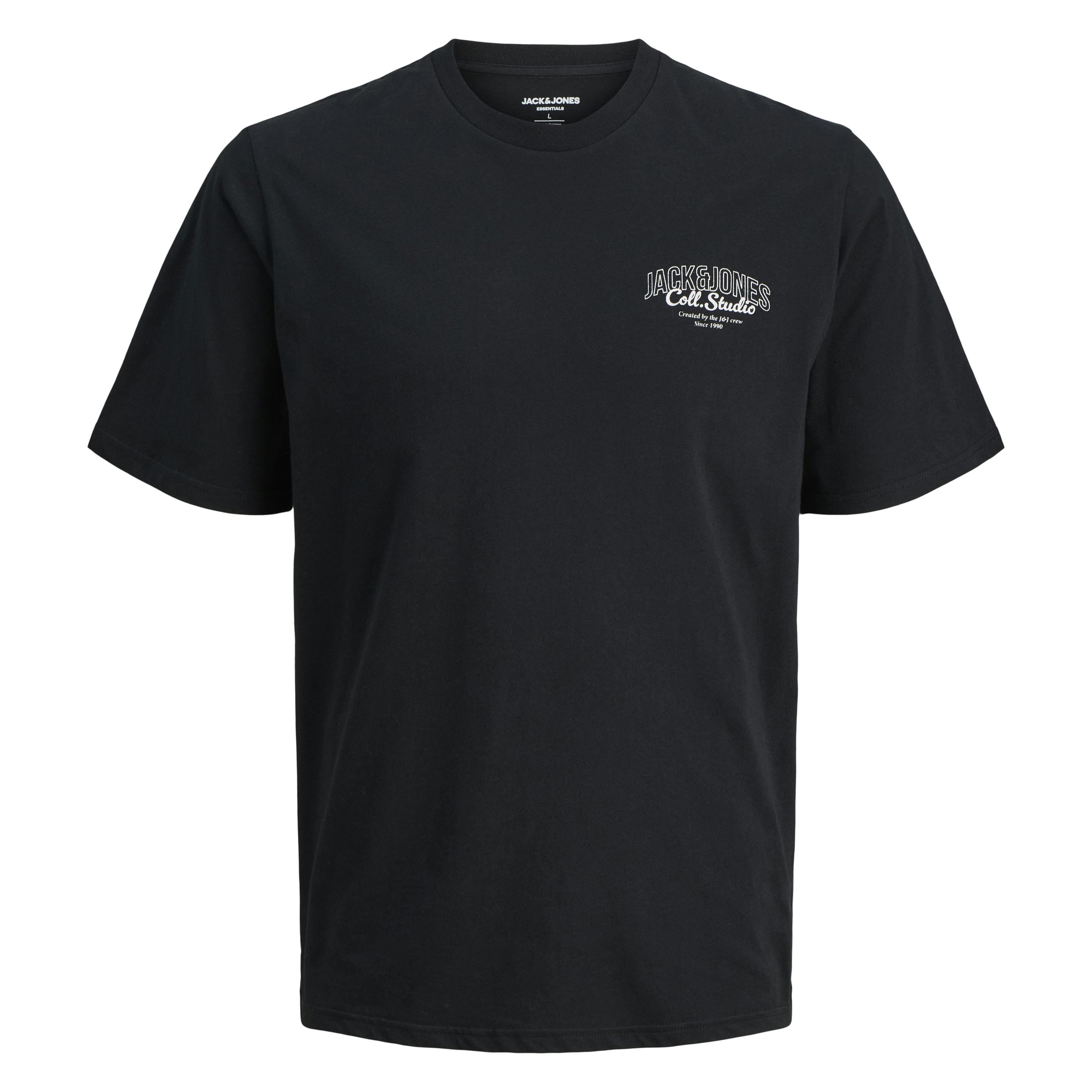 Jack & Jones, Herren, Shirts, Jjmakoto Tee Ss Crew Neck, Schwarz, (S)