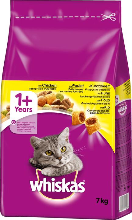 Produktbild Whiskas Trocken 1+ Huhn (Adult, 1 Stk., 7000 g)