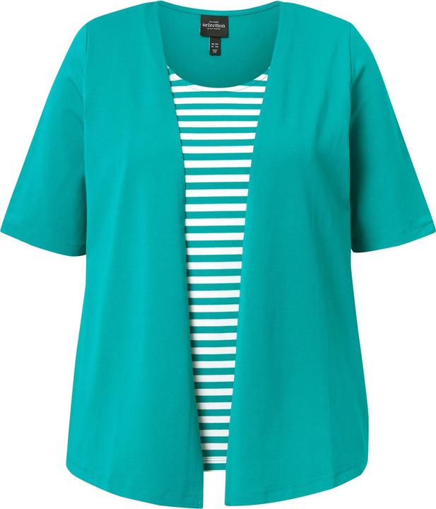 Immagine prodotto Ulla Popken Maglia Two-in-One con righe, scollo a girocollo e mezze maniche (56)