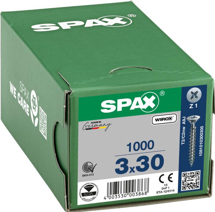 Image du produit Spax Tête Fraisée Nervures De Frein Fente Cruciforme Z1 Filetage Complet Wirox (1000 Vis par pièce)