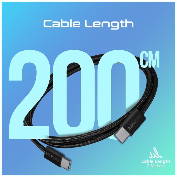 Produktbild ProMate EcoLine-CC200 Black USB-C Kabel (2 m, USB 2.0, 60 W)